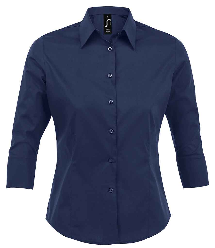 SOL'S Ladies Effect 3/4 Sleeve Fitted Shirt | Dark Blue