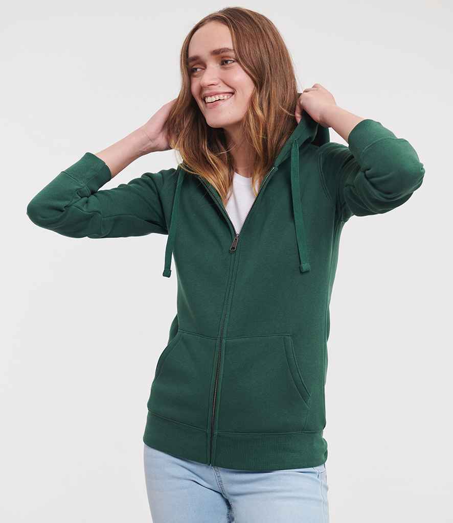 Russell Athletic Ladies Authentic Zip Hooded Sweatshirt | Bottle Green