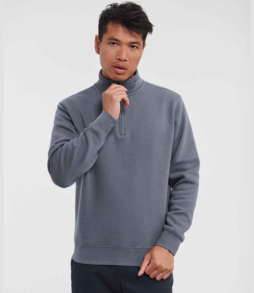 Russell Athletic Authentic Zip Neck Sweatshirt | Convoy Grey