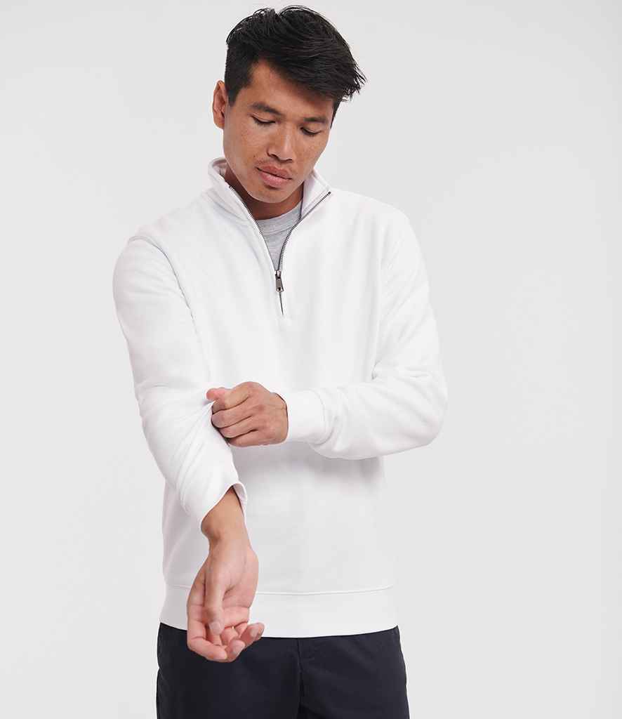Russell Athletic Authentic Zip Neck Sweatshirt | White