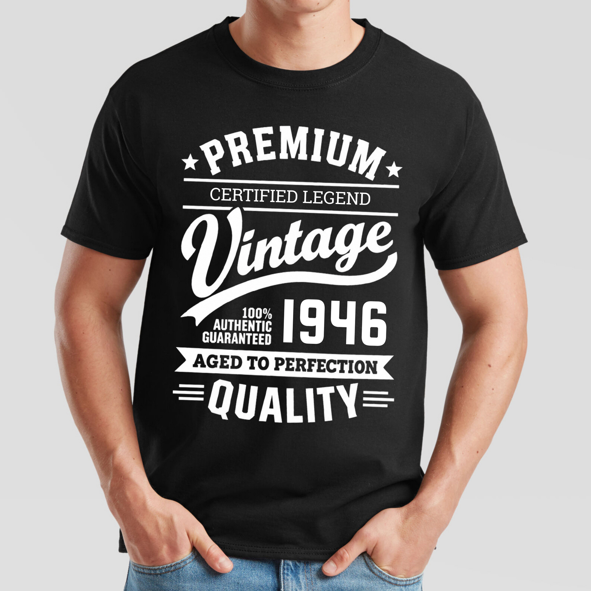 80th birthday vintage badge 1946 CERTIFIED LEGEND