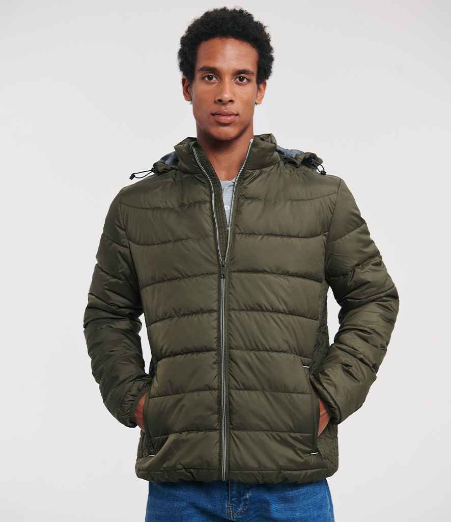 Russell Athletic Hooded Nano Padded Jacket | Dark Olive