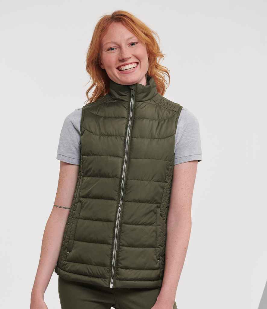 Russell Athletic Ladies Nano Padded Bodywarmer | Dark Olive