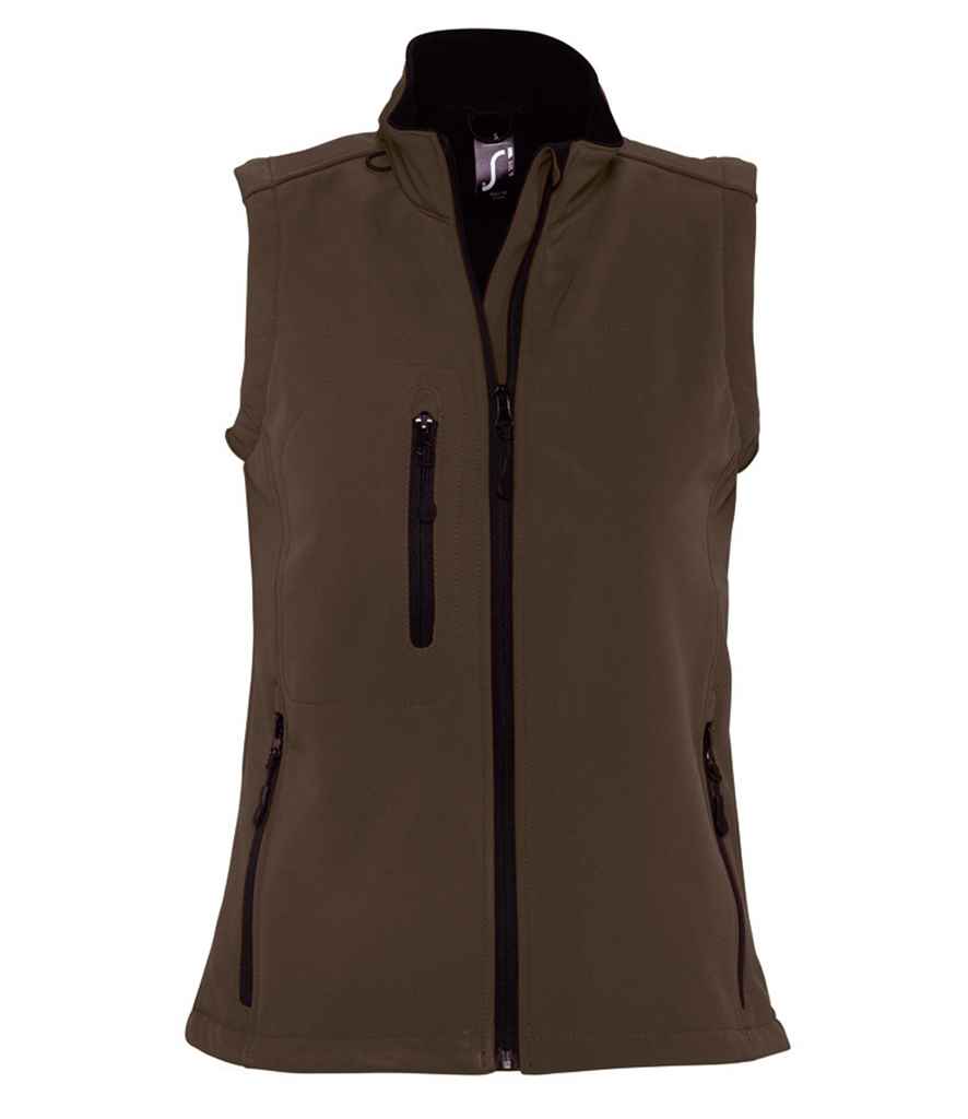 SOL'S Ladies Rallye Soft Shell Bodywarmer | Dark Chocolate