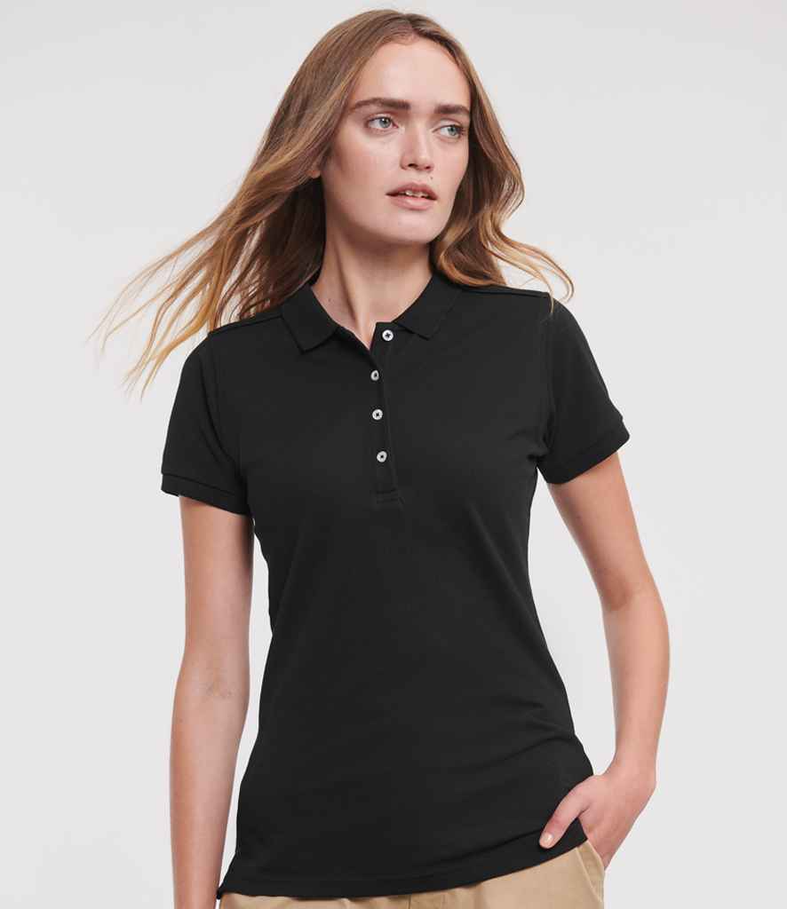 Russell Athletic Ladies Stretch Piqué Polo Shirt | Black