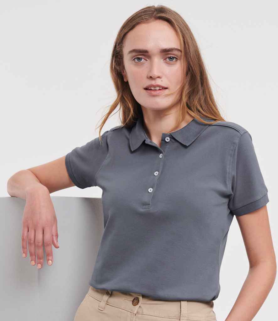 Russell Athletic Ladies Stretch Piqué Polo Shirt | Convoy Grey