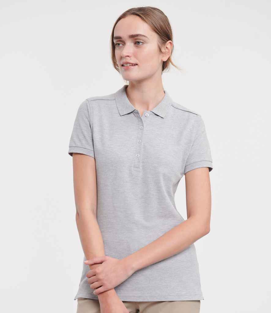 Russell Athletic Ladies Stretch Piqué Polo Shirt | Light Oxford