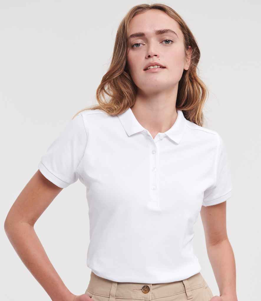 Russell Athletic Ladies Stretch Piqué Polo Shirt | White