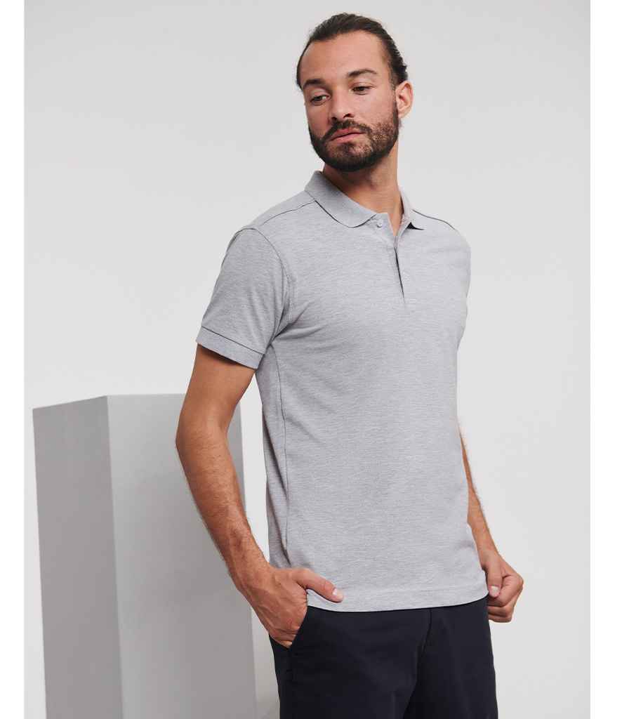 Russell Athletic Stretch Piqué Polo Shirt | Light Oxford