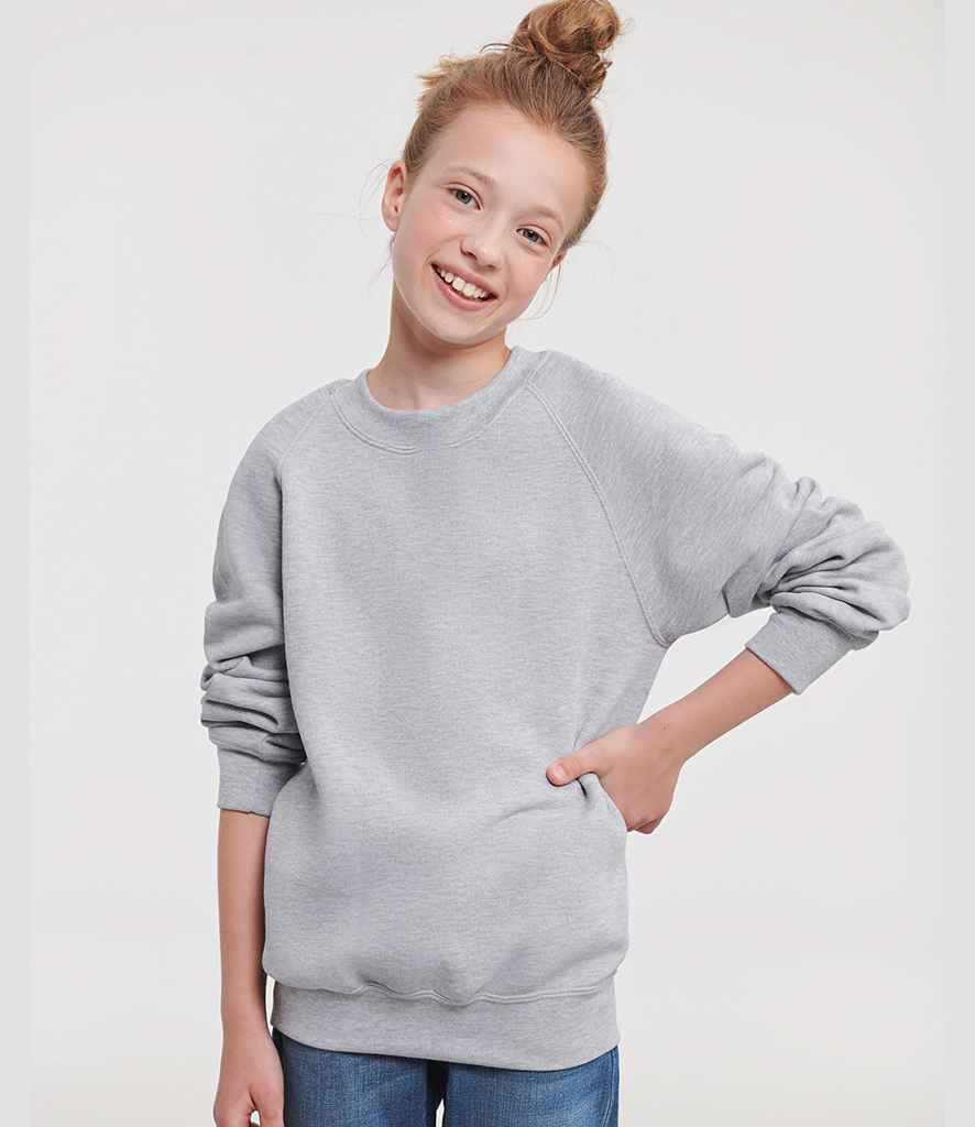 Russell Athletic Kids Raglan Sweatshirt | Light Oxford