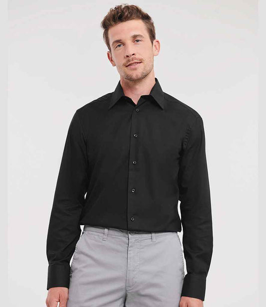 Russell Athletic Collection Long Sleeve Tailored Oxford Shirt | Black