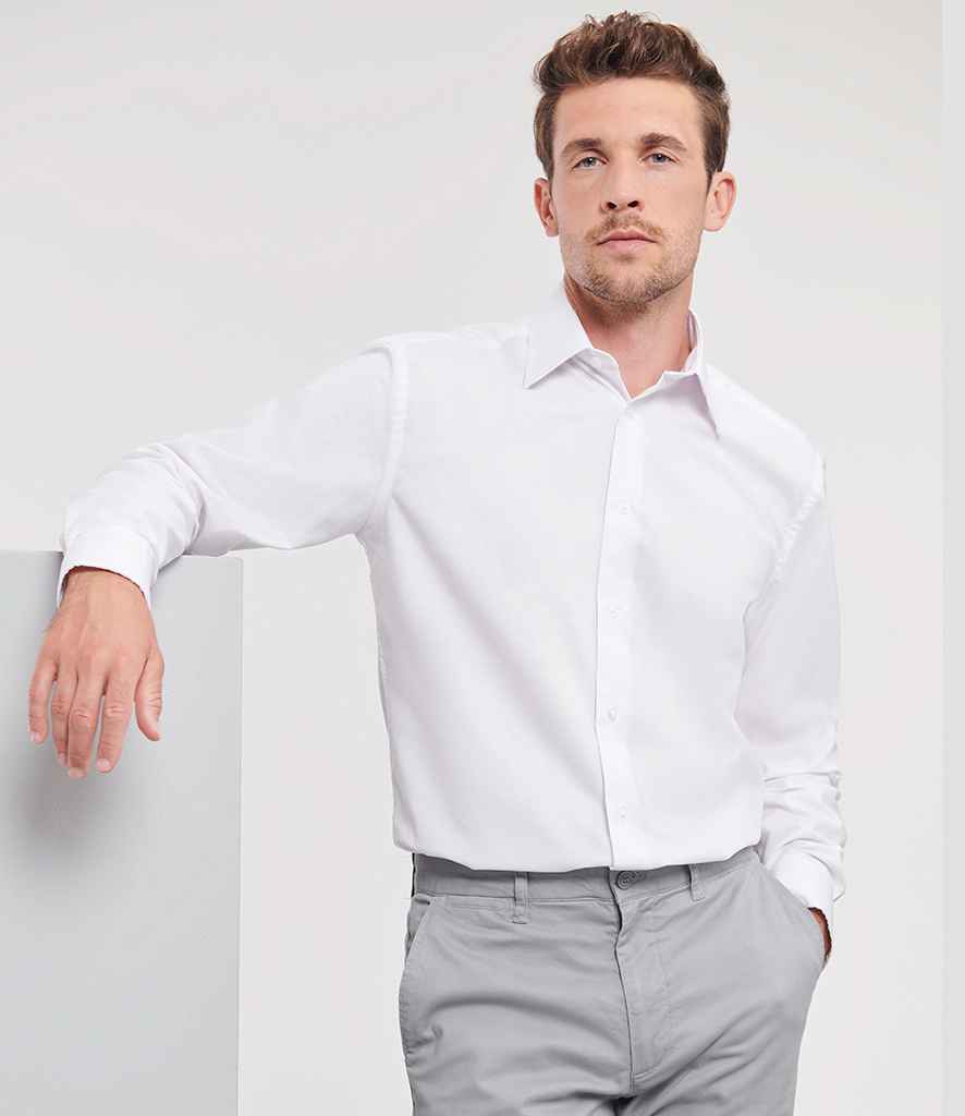 Russell Athletic Collection Long Sleeve Tailored Oxford Shirt | White