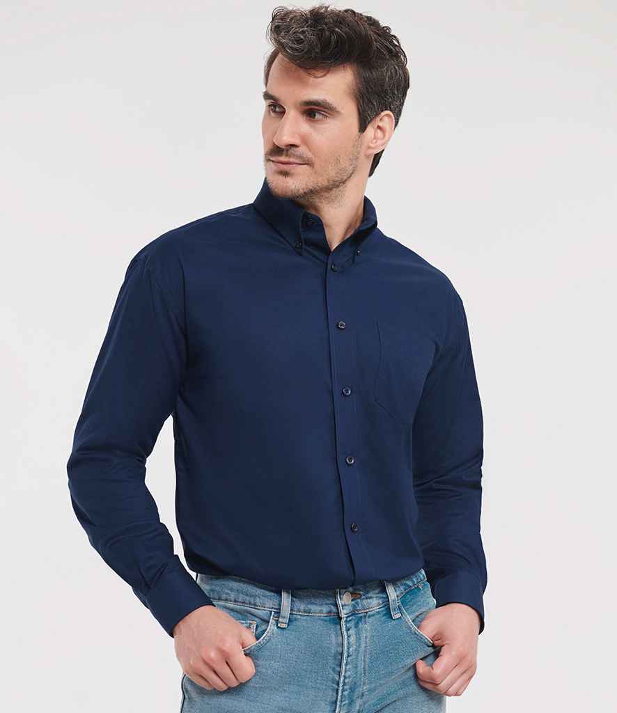 Russell Athletic Collection Long Sleeve Easy Care Oxford Shirt | Bright Navy