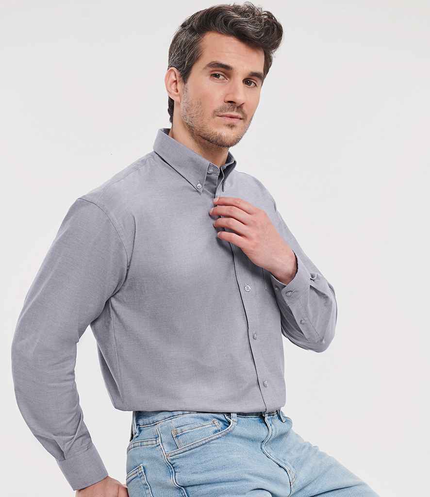 Russell Athletic Collection Long Sleeve Easy Care Oxford Shirt | Silver