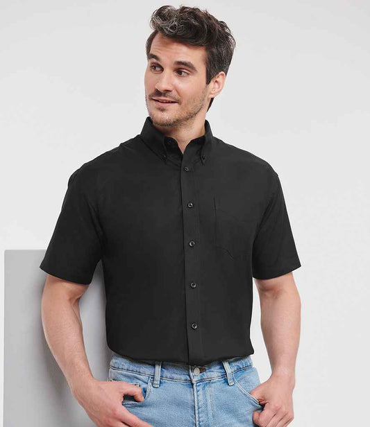 Russell Athletic Collection Short Sleeve Easy Care Oxford Shirt | Black