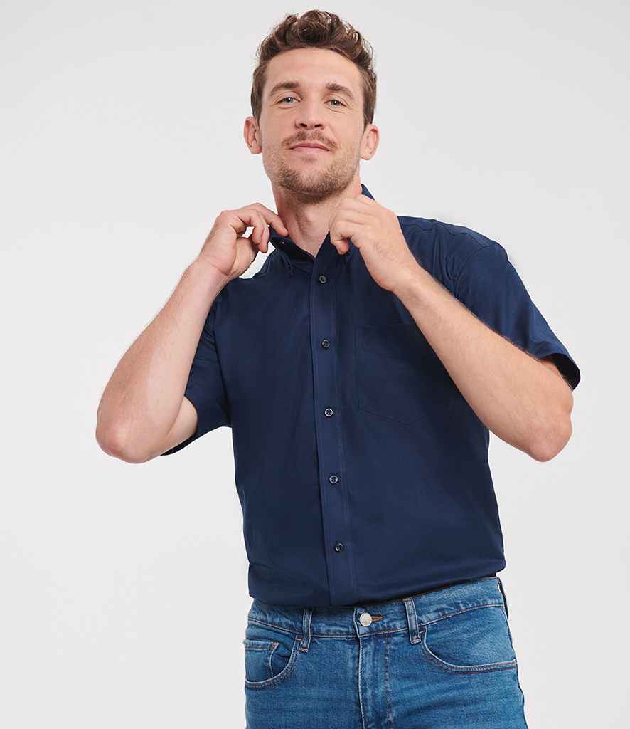 Russell Athletic Collection Short Sleeve Easy Care Oxford Shirt | Bright Navy
