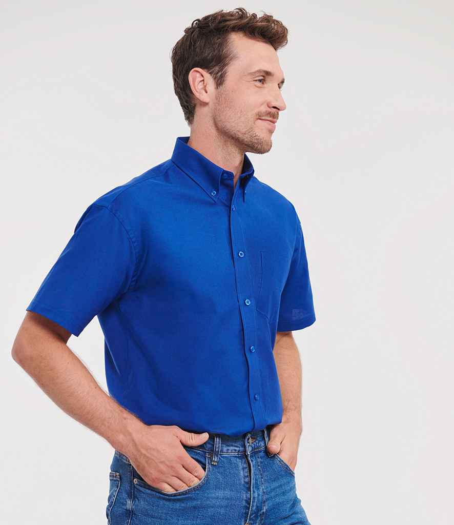 Russell Athletic Collection Short Sleeve Easy Care Oxford Shirt | Bright Royal