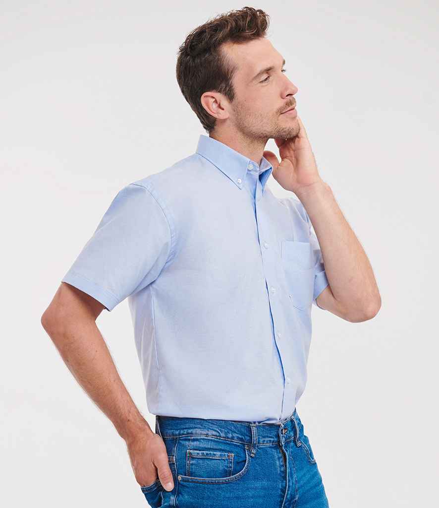 Russell Athletic Collection Short Sleeve Easy Care Oxford Shirt | Oxford Blue