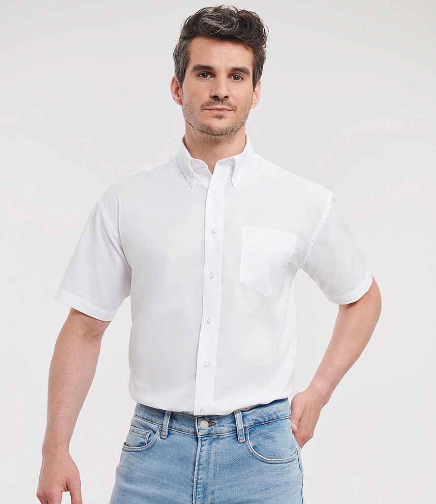 Russell Athletic Collection Short Sleeve Easy Care Oxford Shirt | White