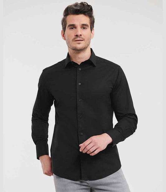 Russell Athletic Collection Long Sleeve Easy Care Fitted Shirt | Black