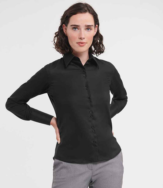 Russell Athletic Collection Ladies Long Sleeve Ultimate Non-Iron Shirt | Black