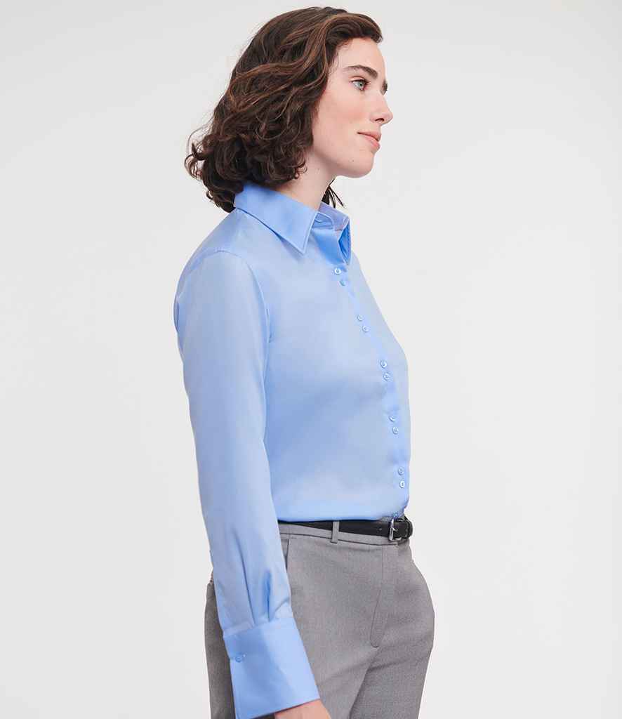 Russell Athletic Collection Ladies Long Sleeve Ultimate Non-Iron Shirt | Bright Sky