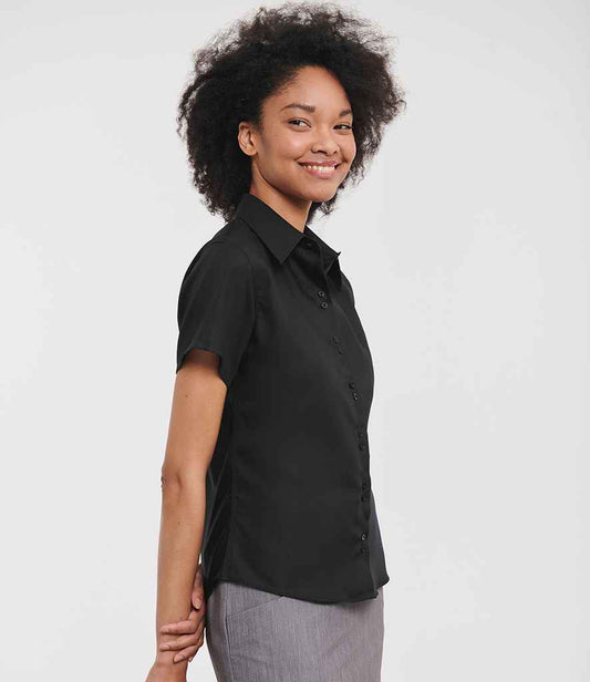 Russell Athletic Collection Ladies Short Sleeve Ultimate Non-Iron Shirt | Black