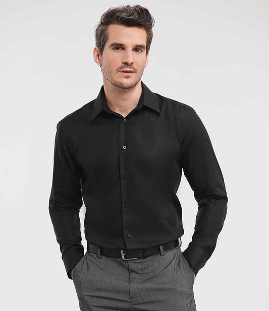 Russell Athletic Collection Long Sleeve Tailored Ultimate Non-Iron Shirt | Black