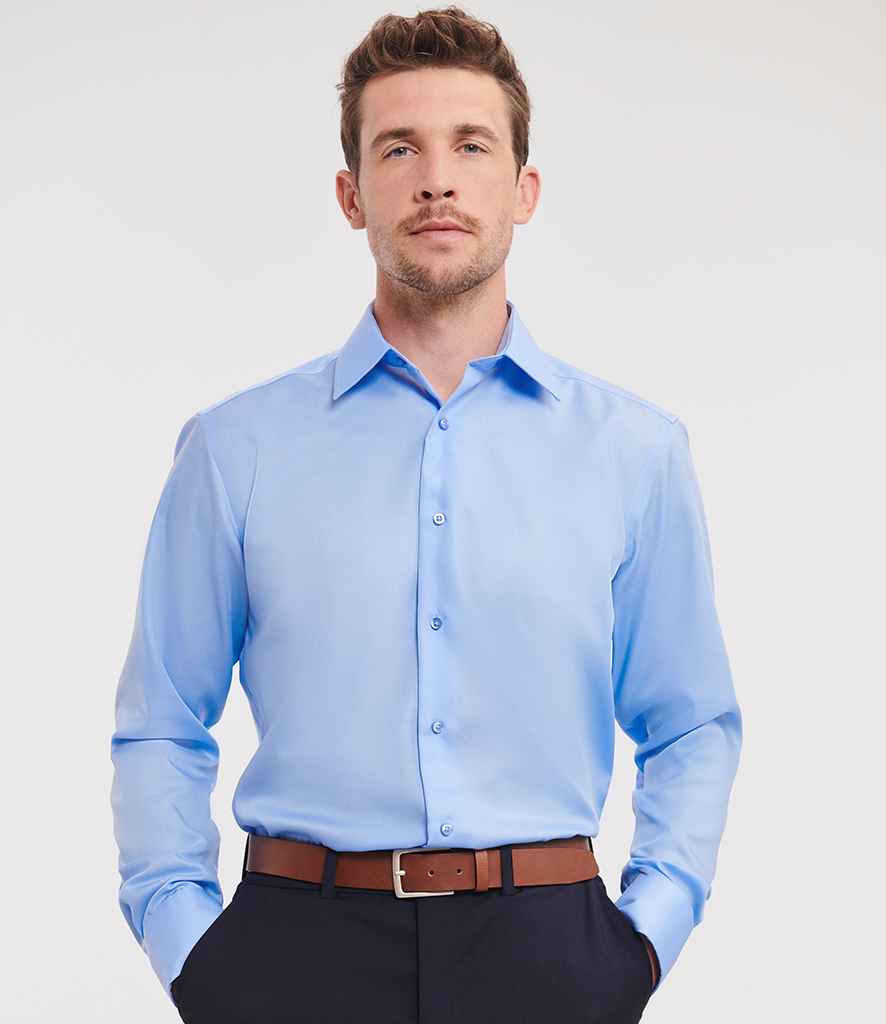 Russell Athletic Collection Long Sleeve Tailored Ultimate Non-Iron Shirt | Bright Sky