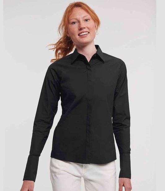 Russell Athletic Collection Ladies Ultimate Stretch Shirt | Black