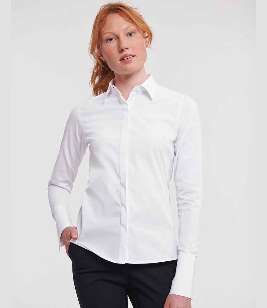 Russell Athletic Collection Ladies Ultimate Stretch Shirt | White