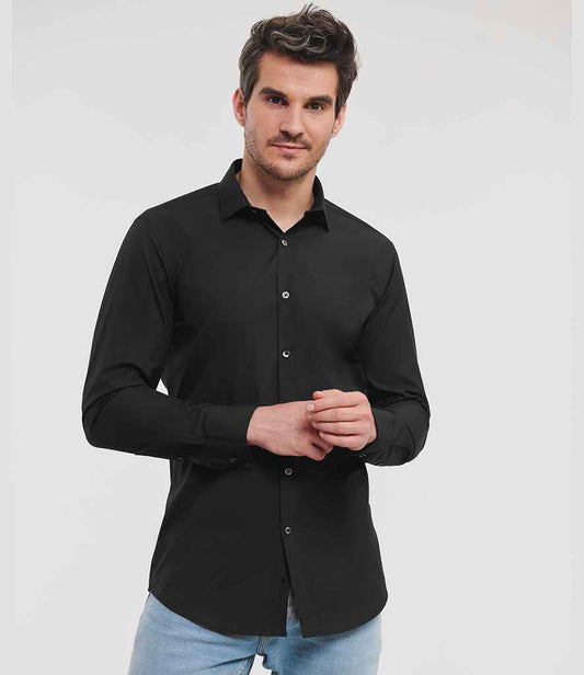 Russell Athletic Collection Long Sleeve Ultimate Stretch Shirt | Black