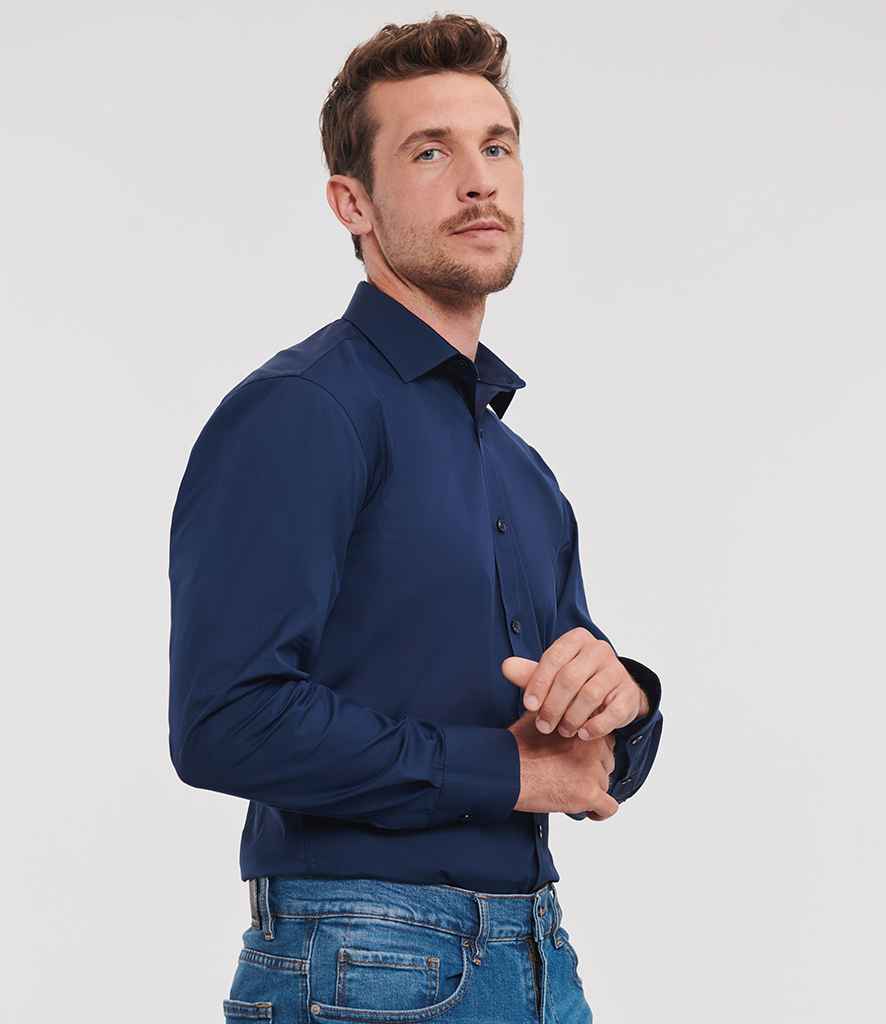 Russell Athletic Collection Long Sleeve Ultimate Stretch Shirt | Bright Navy