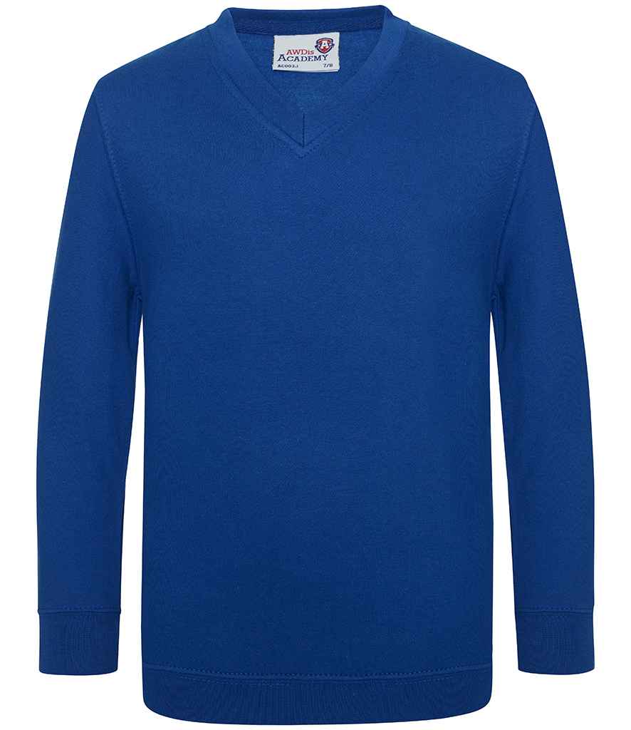 AWDis Academy Kids V Neck Sweatshirt | Deep Royal