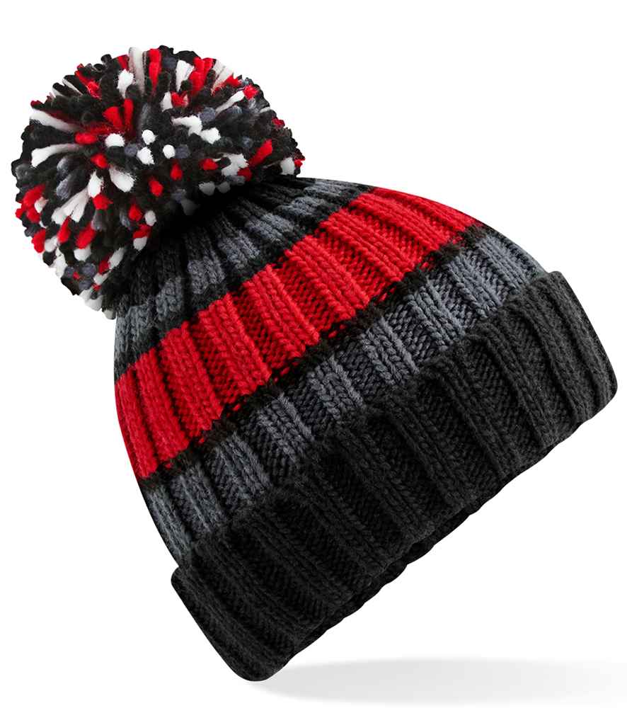 Beechfield Hygge Striped Beanie | Black Cherry