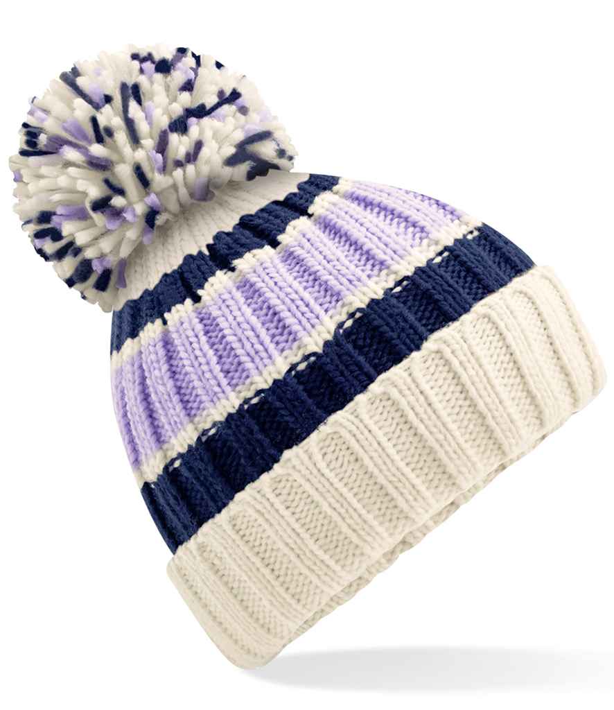 Beechfield Hygge Striped Beanie | Blueberry Cheesecake