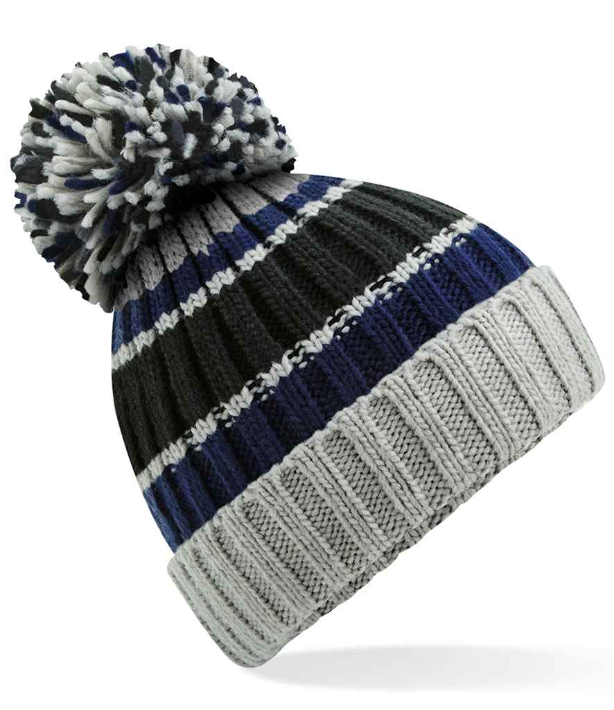Beechfield Hygge Striped Beanie | Blue Steel