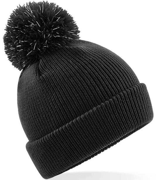 Beechfield Kids Reflective Bobble Beanie | Black