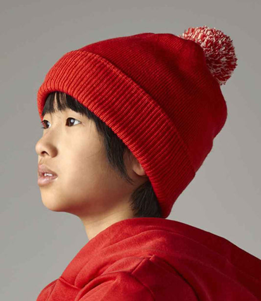 Beechfield Kids Snowstar® Beanie | Bright Red/Off White