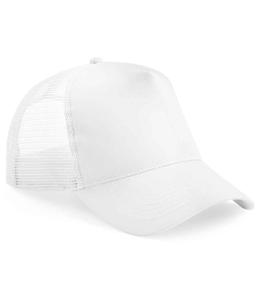 Beechfield Kids Snapback Trucker Cap | White/White