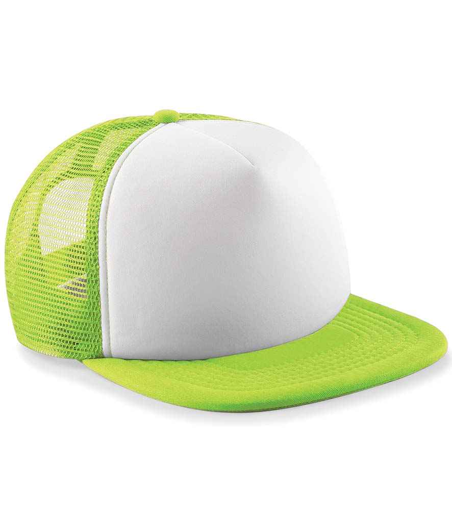 Beechfield Kids Vintage Snapback Trucker Cap | Lime Green/White