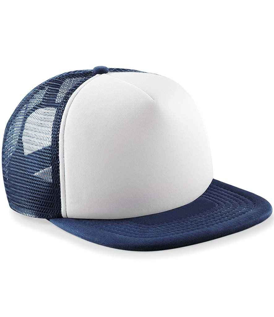 Beechfield Kids Vintage Snapback Trucker Cap | Navy/White