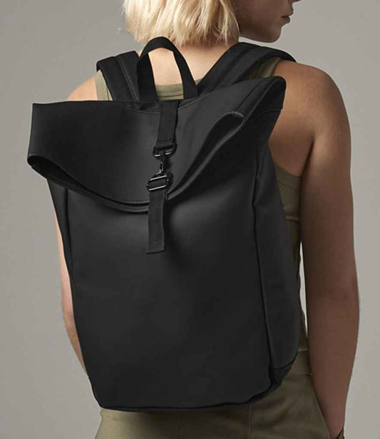 BagBase Matte PU Roll-Top Backpack | Black