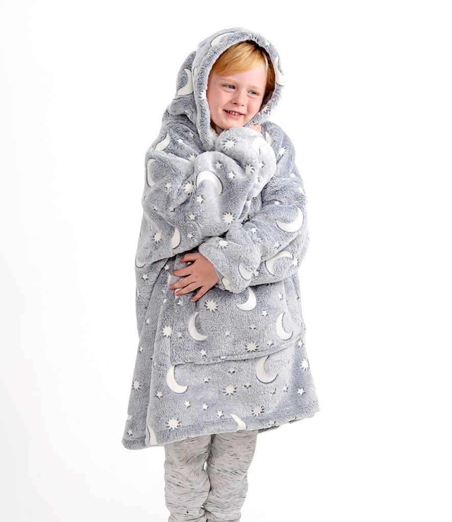 Brand Lab Kids Oversized Hooded Blanket | Grey Glow In The Dark
