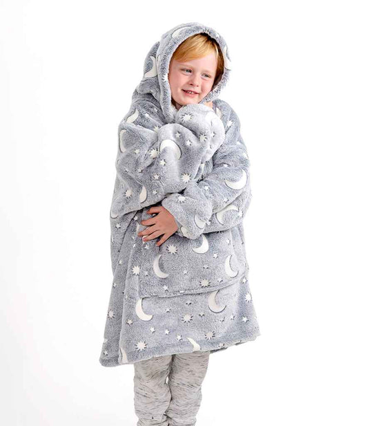 Brand Lab Kids Oversized Hooded Blanket | Grey Glow In The Dark