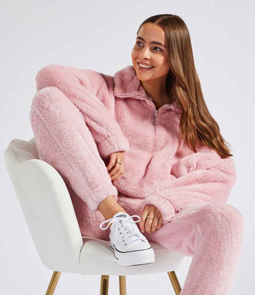 Brand Lab Ladies Fluffy 1/4 Zip Fleece | Blush Pink