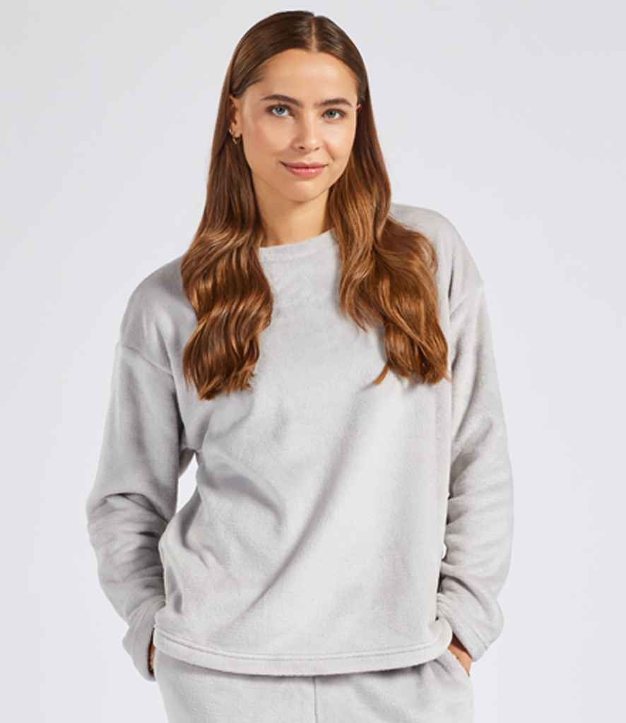 Brand Lab Ladies Plush Fleece Crew Neck Sweatshirt | Silver Grey