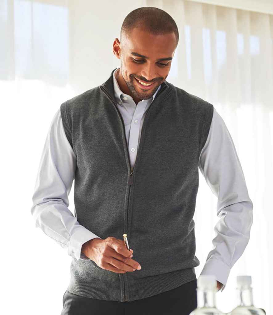 Brook Taverner Lincoln Knitted Zip Gilet | Charcoal