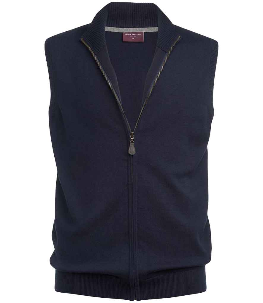 Brook Taverner Lincoln Knitted Zip Gilet | Navy