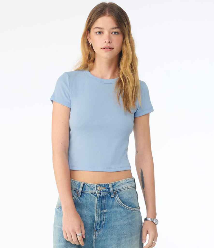 Bella Ladies Micro Rib Baby T-Shirt | Solid Baby Blue Blend